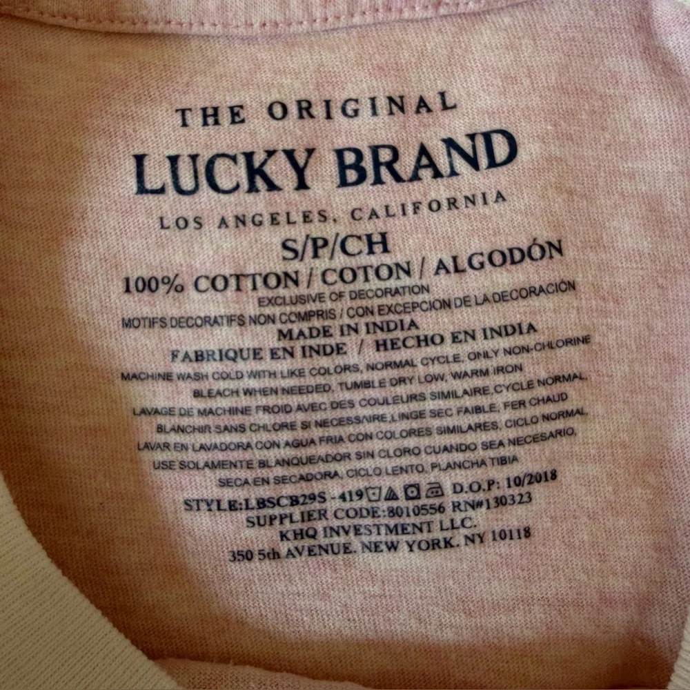 4/$25 100% Cotton Lucky Brand Kids' Santa Cruz Pink Ringer Tee Size S